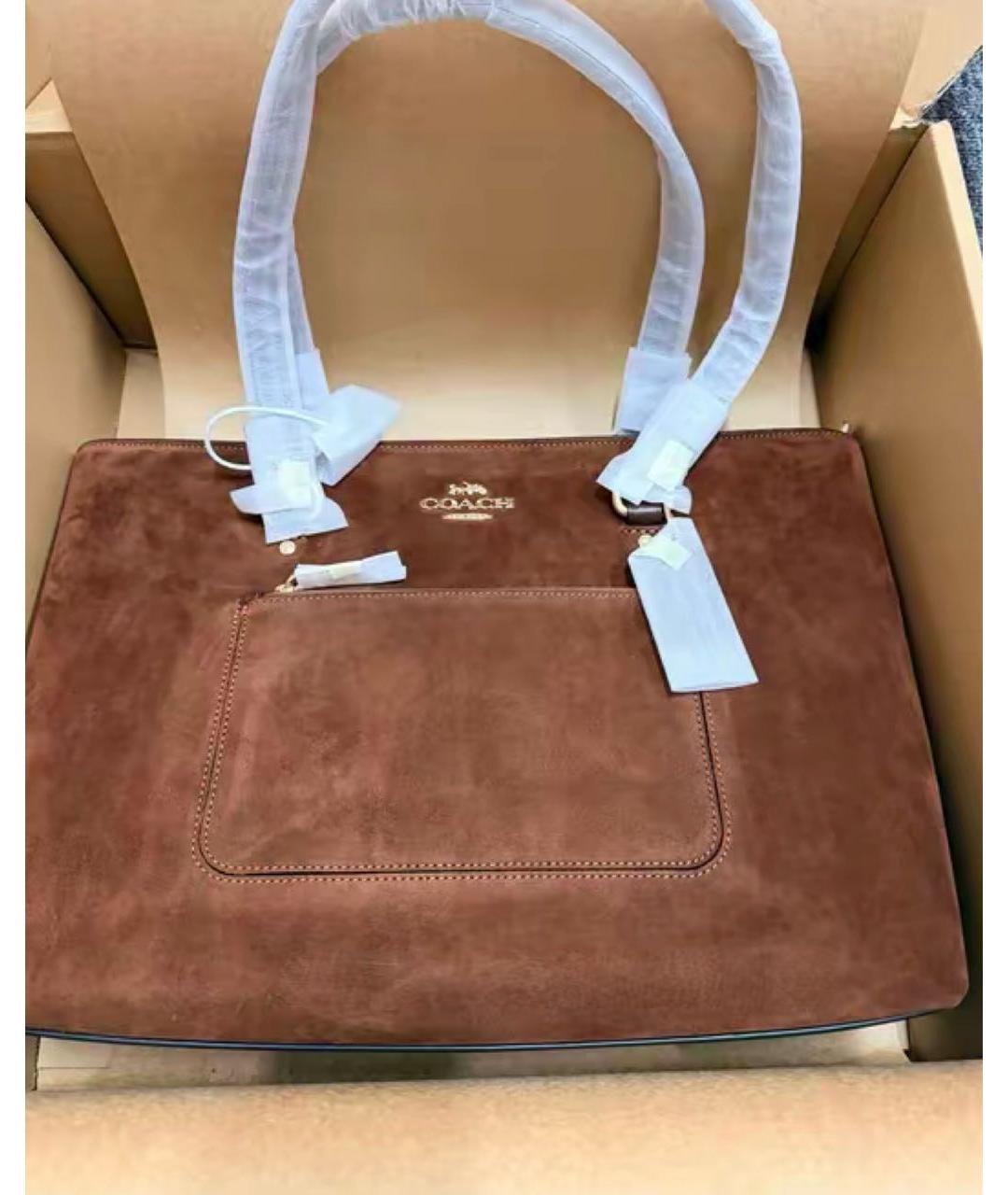 COACH Коричневая замшевая сумка тоут, фото 6