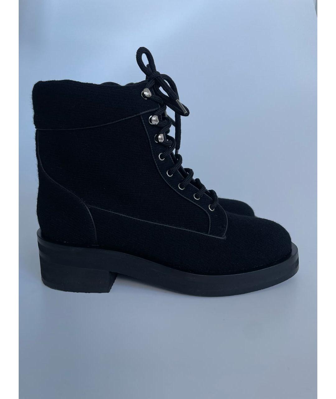 CHANEL Черные текстильные ботинки, фото 5
