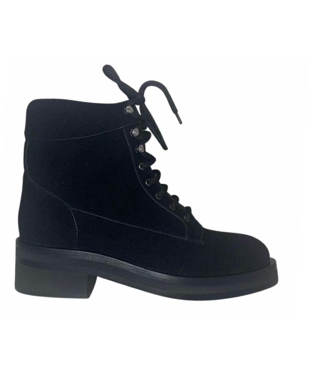 CHANEL Черные текстильные ботинки, фото 1