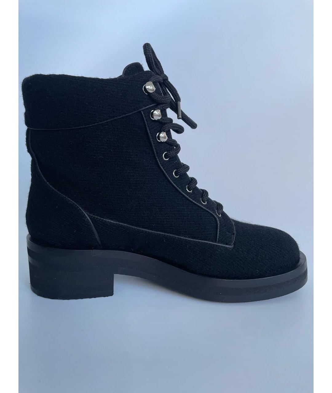 CHANEL Черные текстильные ботинки, фото 7