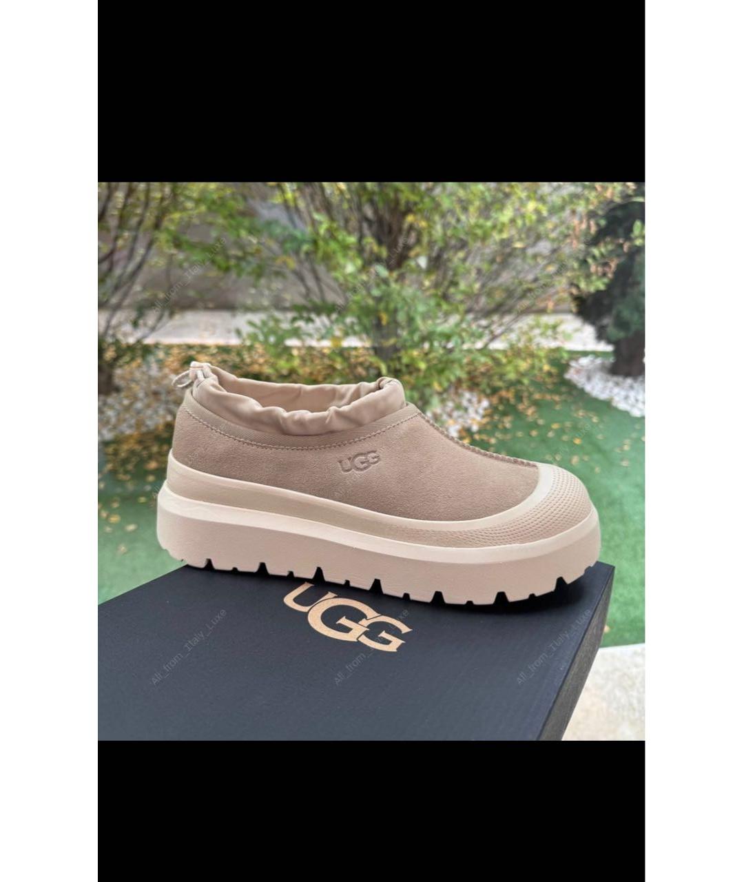 UGG AUSTRALIA Бежевые замшевые низкие ботинки, фото 5