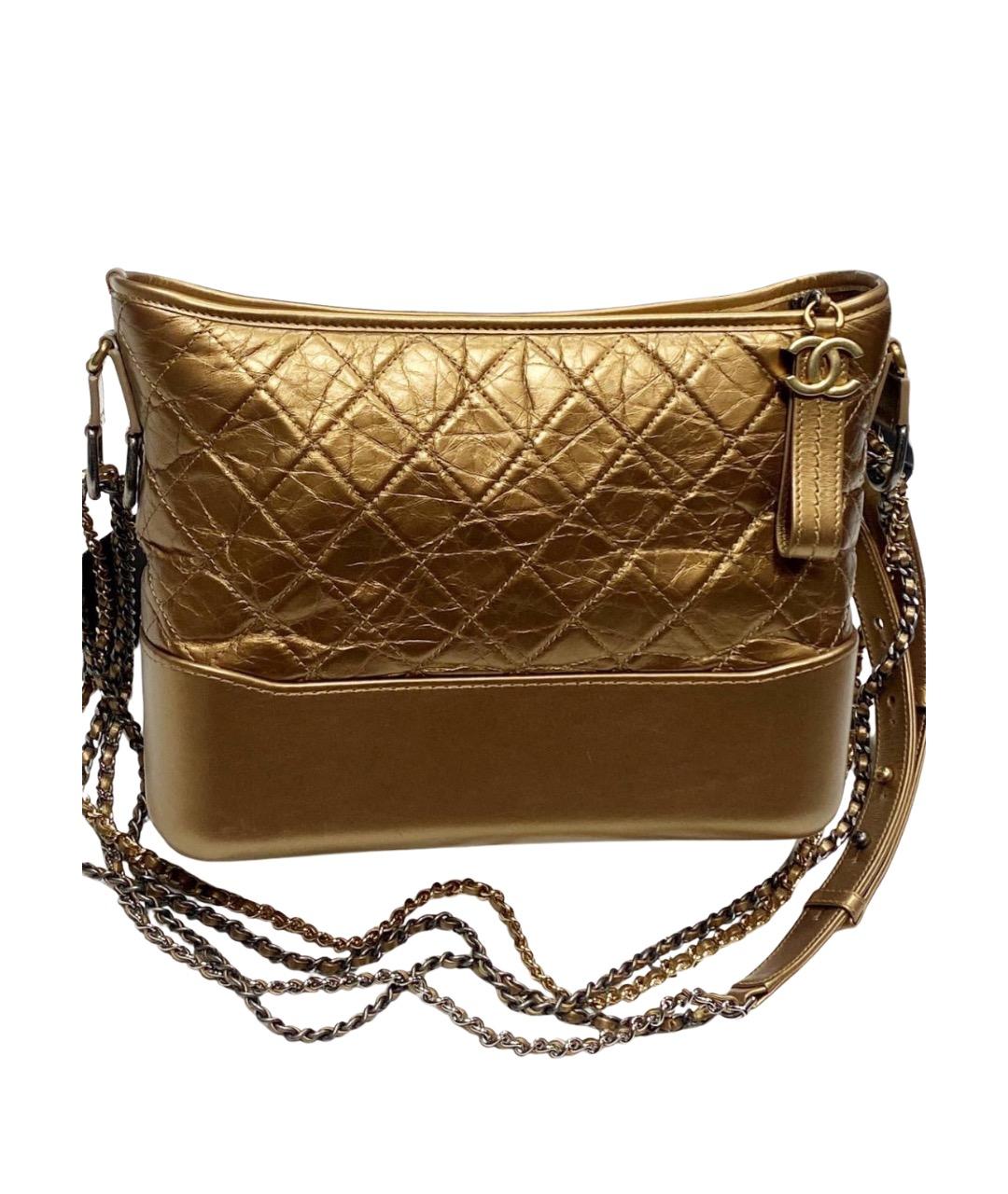 CHANEL Золотая кожаная сумка через плечо, фото 1