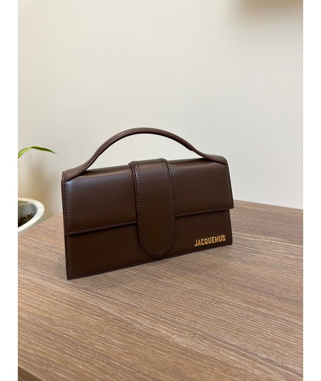 JACQUEMUS Коричневая кожаная сумка через плечо, фото 5