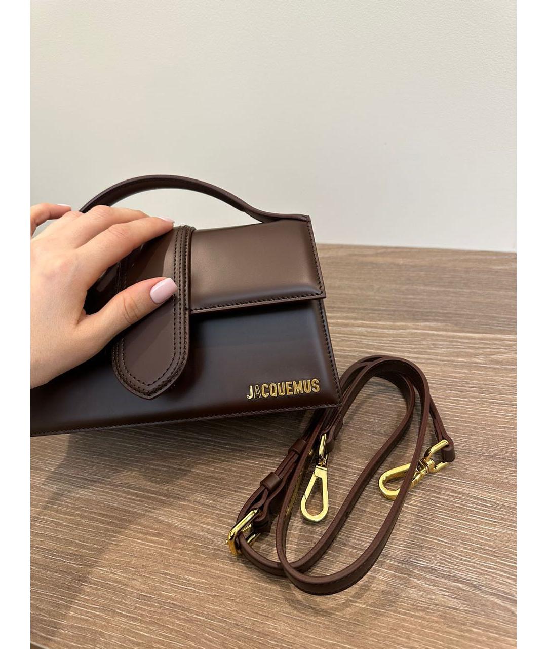 JACQUEMUS Коричневая кожаная сумка через плечо, фото 3