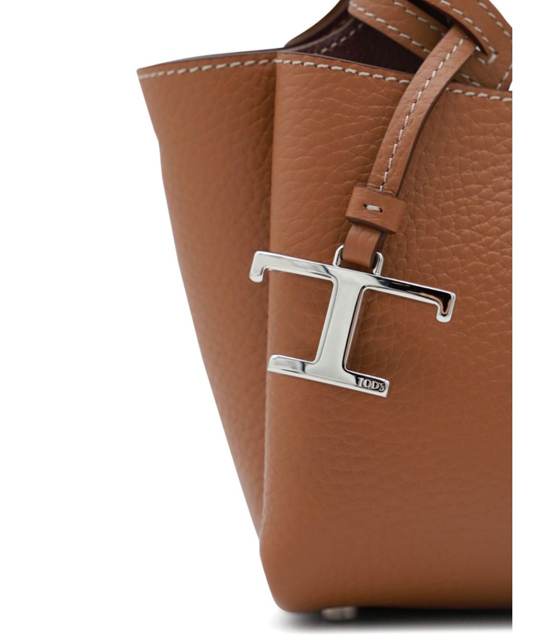 TOD'S Коричневая кожаная сумка тоут, фото 2