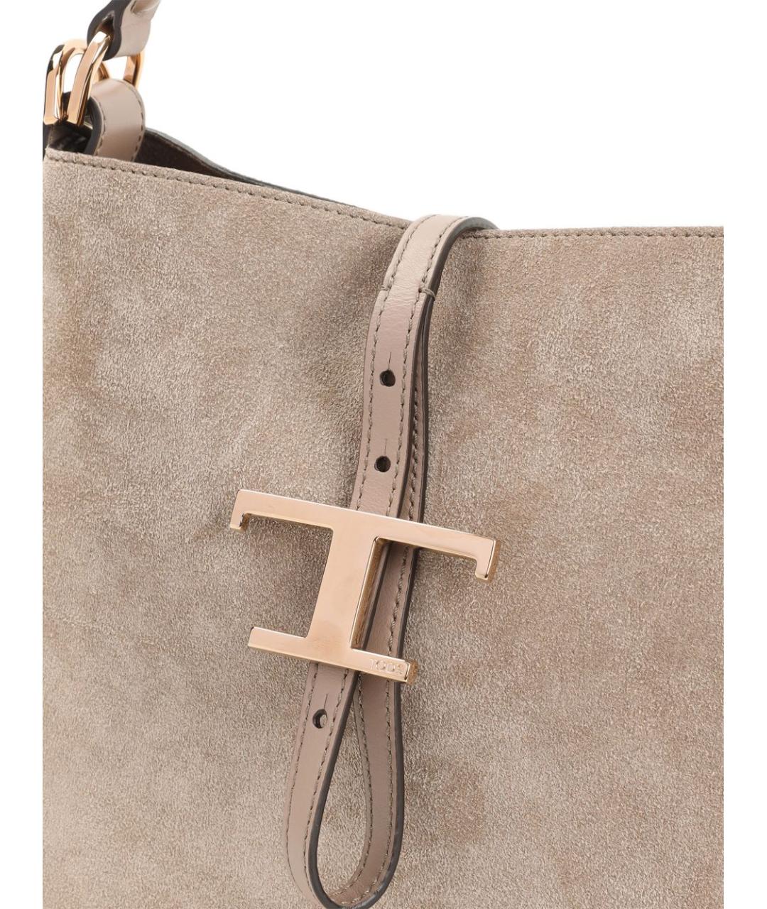 TOD'S Бежевая замшевая сумка с короткими ручками, фото 3