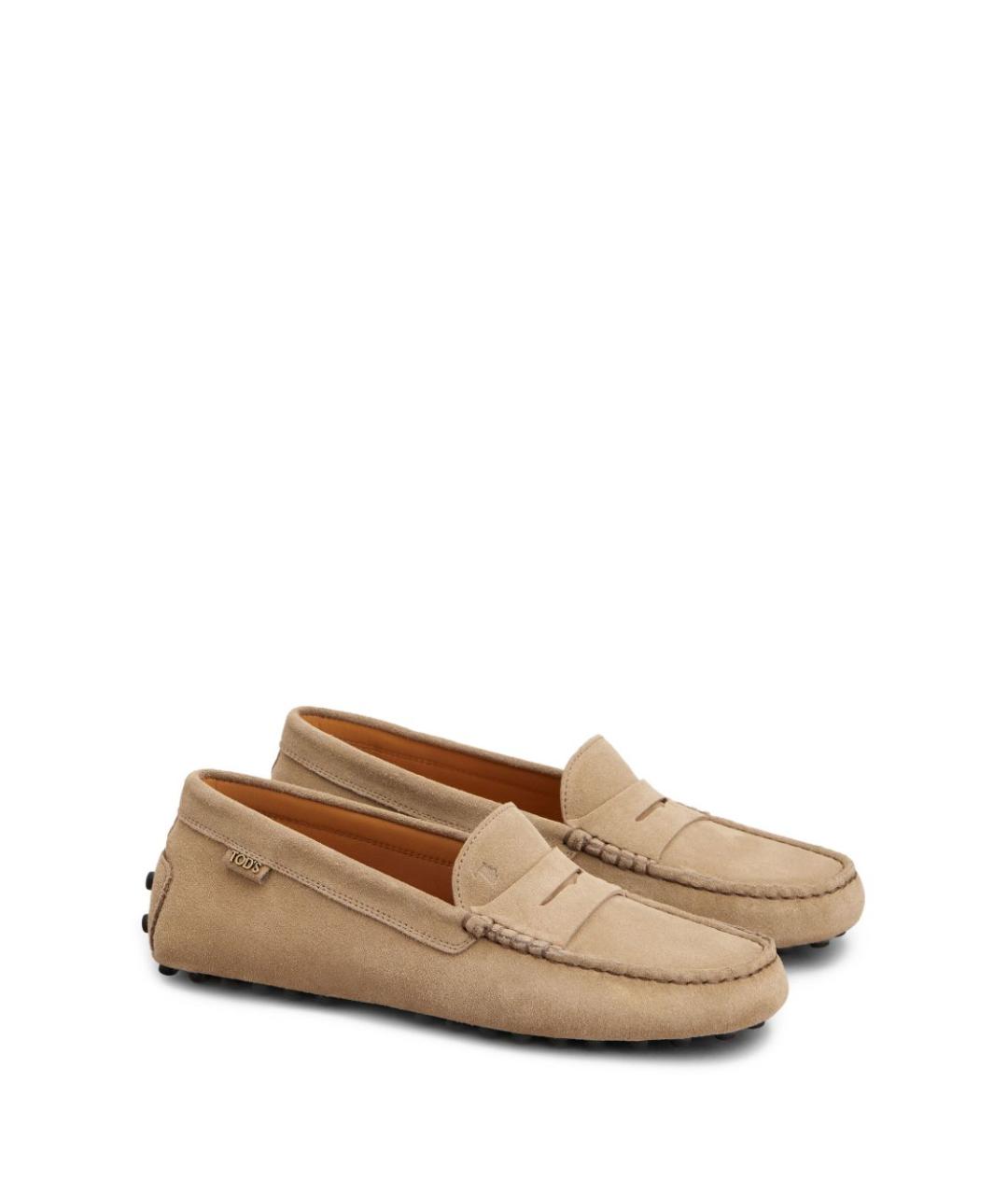 TOD'S Бежевые замшевые мокасины, фото 2