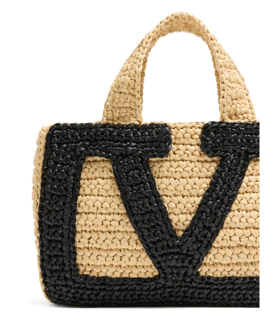 VALENTINO Бежевая пелетеная сумка тоут, фото 3