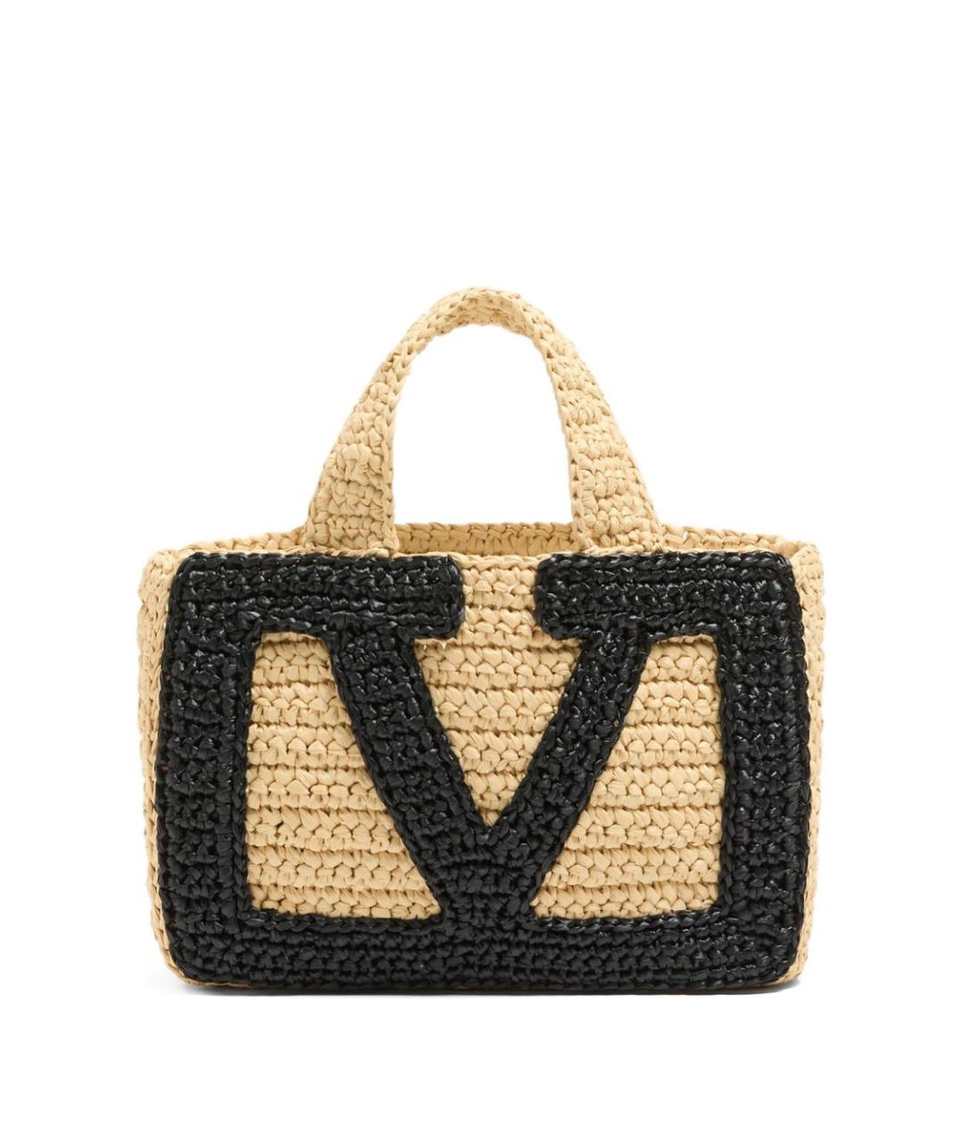 VALENTINO Бежевая пелетеная сумка тоут, фото 1