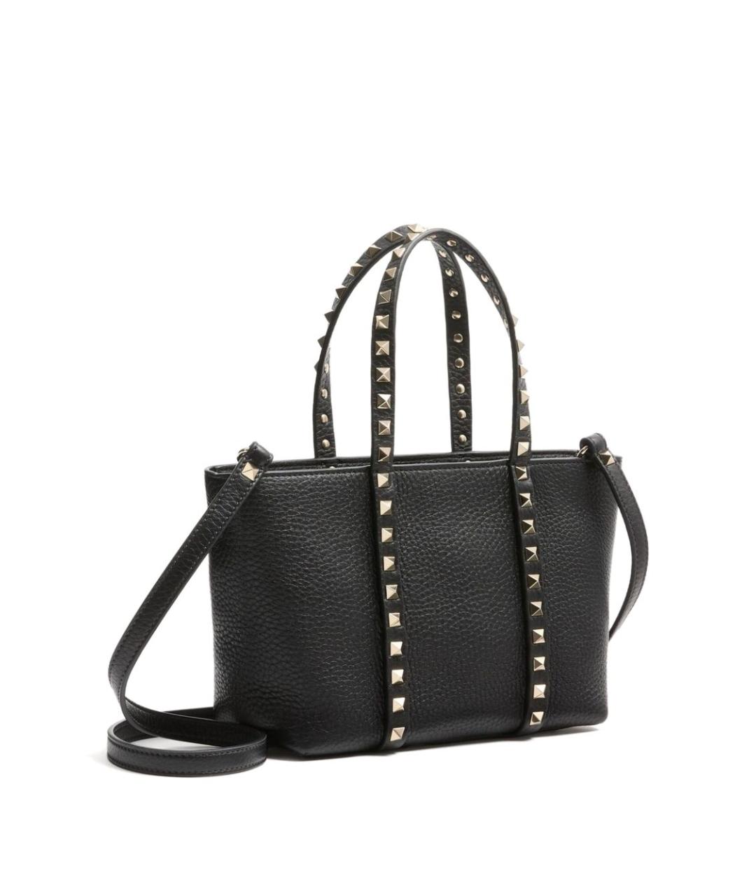 VALENTINO Черная кожаная сумка тоут, фото 6
