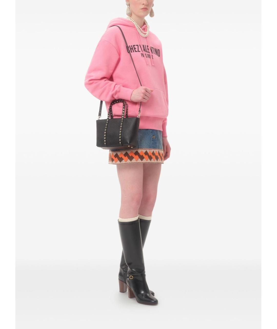 VALENTINO Черная кожаная сумка тоут, фото 7