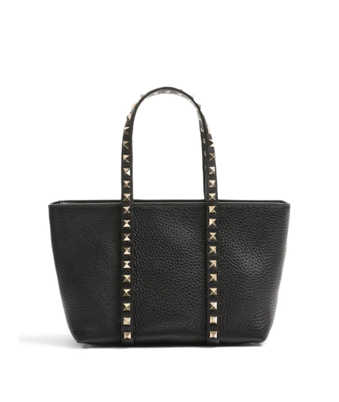 VALENTINO Черная кожаная сумка тоут, фото 4