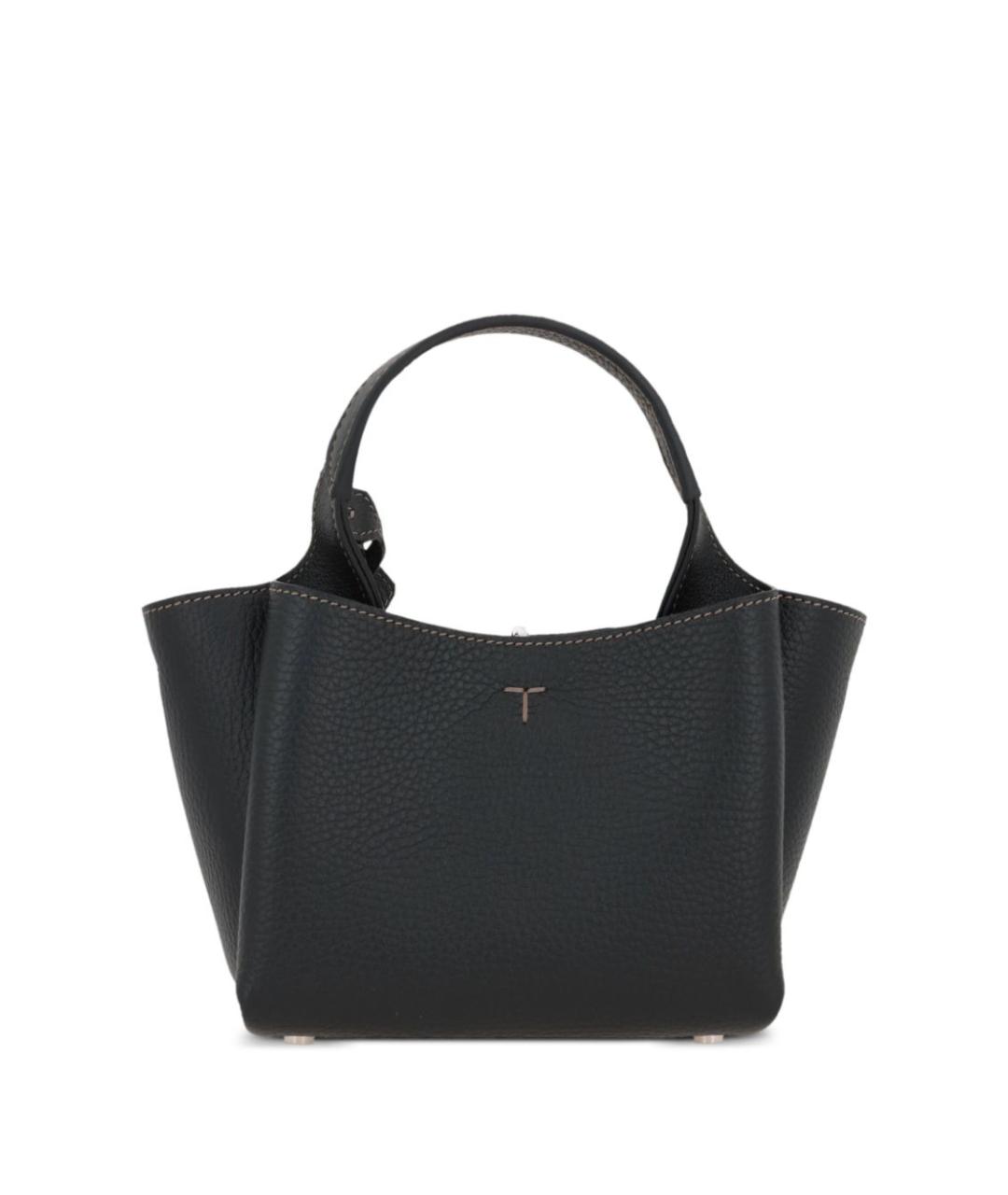 TOD'S Черная кожаная сумка тоут, фото 3