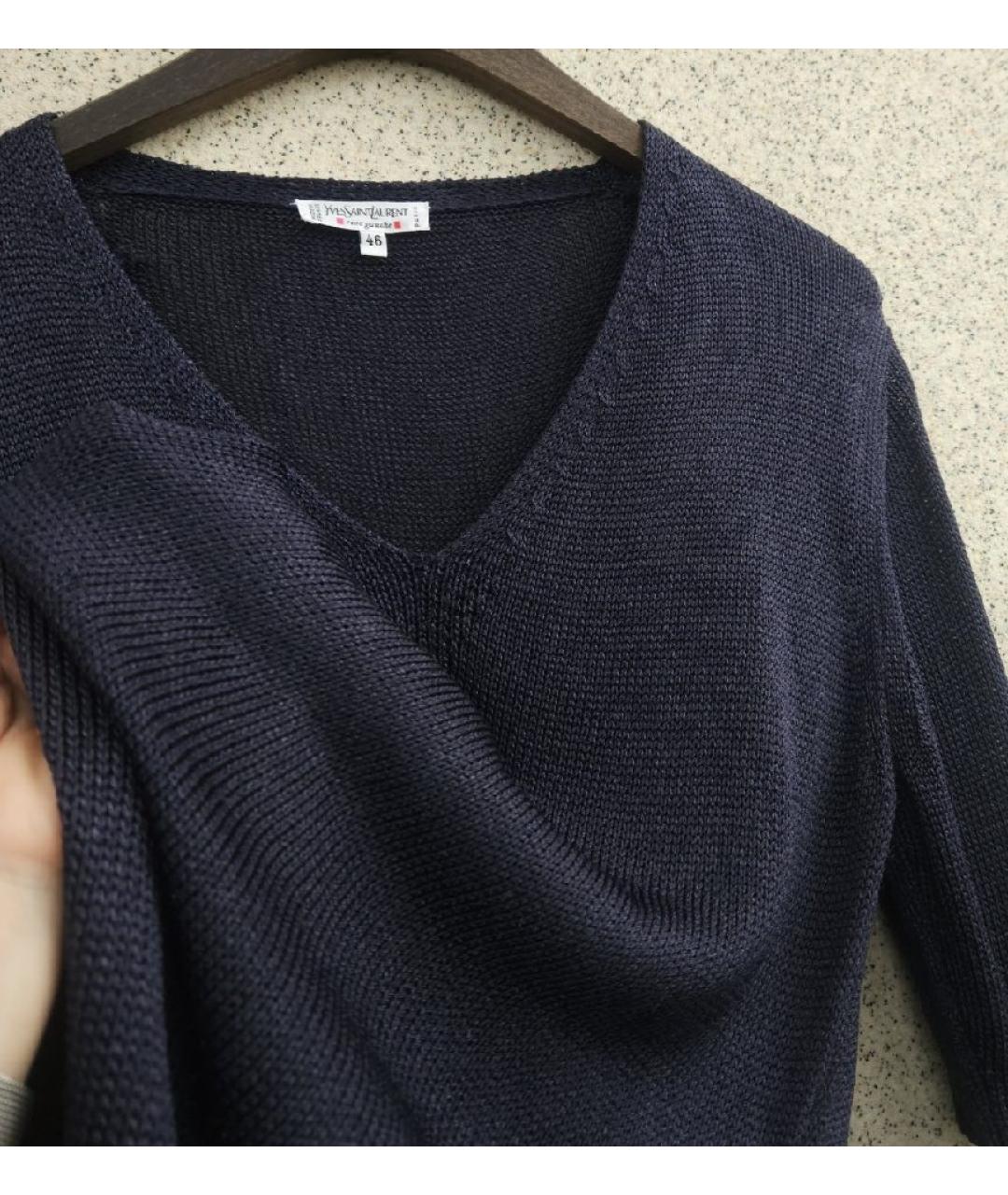 SAINT LAURENT Темно-синее вискозное повседневное платье, фото 2