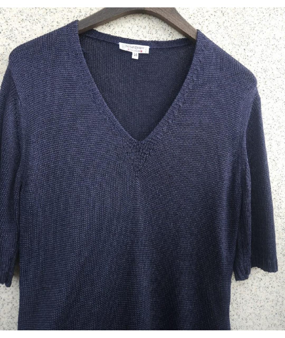 SAINT LAURENT Темно-синее вискозное повседневное платье, фото 5