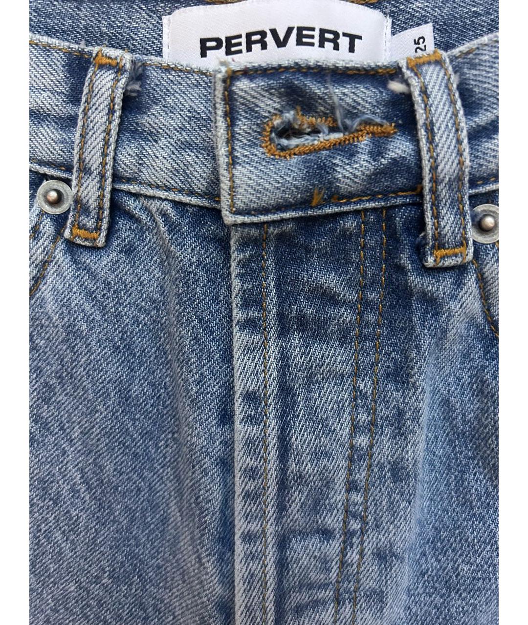 PERVERT Голубые хлопковые прямые джинсы, фото 5