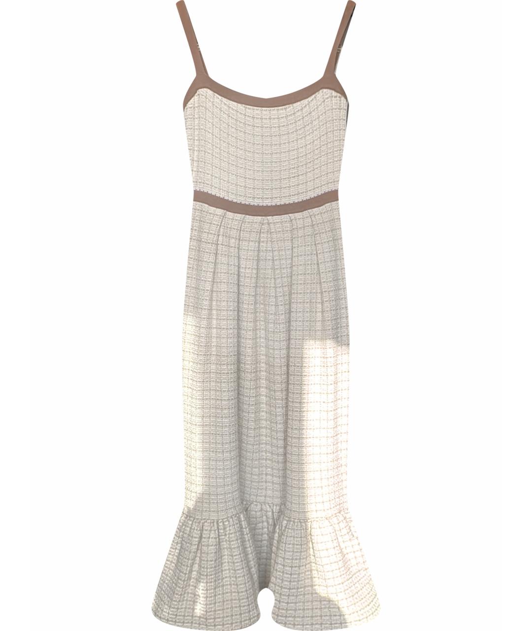 ELISABETTA FRANCHI Бежевое хлопковое коктейльное платье, фото 1