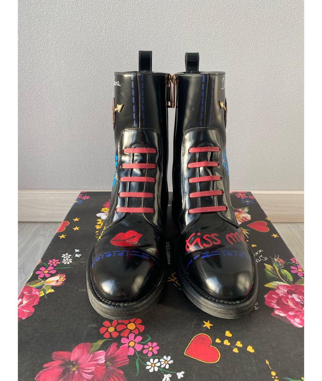 DOLCE&GABBANA Черные кожаные ботинки, фото 2