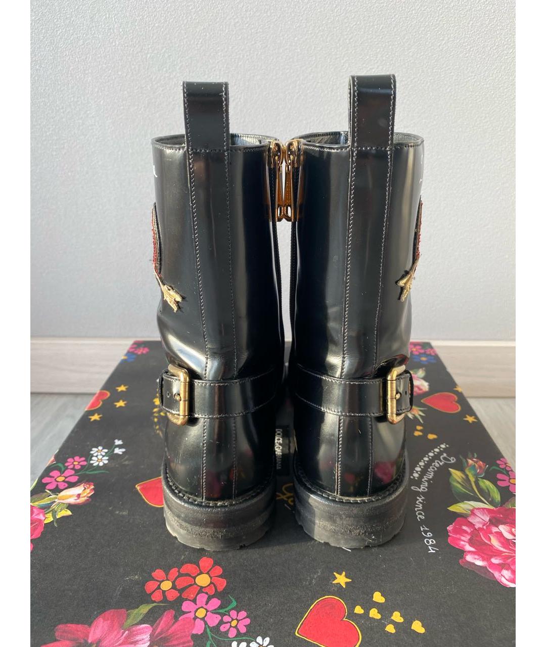 DOLCE&GABBANA Черные кожаные ботинки, фото 4