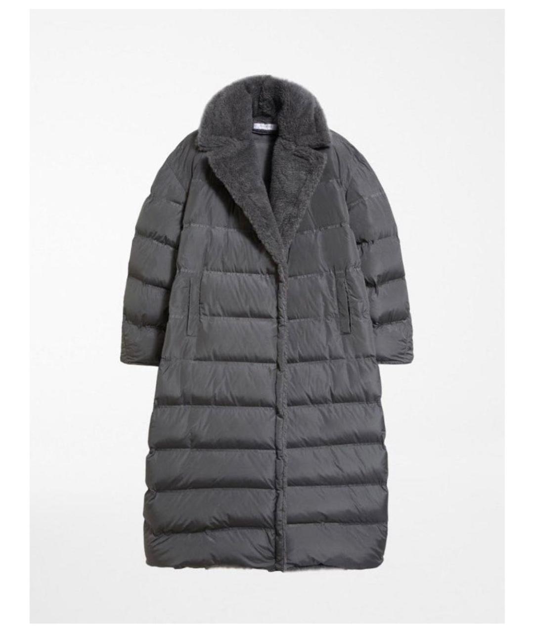 MAX MARA Серый полиэстеровый пуховик, фото 9