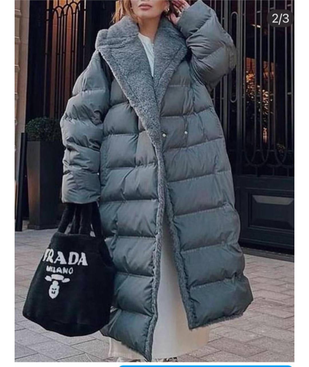 MAX MARA Серый полиэстеровый пуховик, фото 8