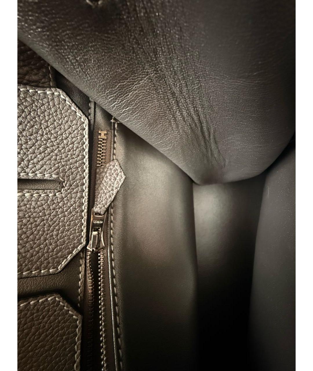 HERMES Серебряная кожаная сумка с короткими ручками, фото 7