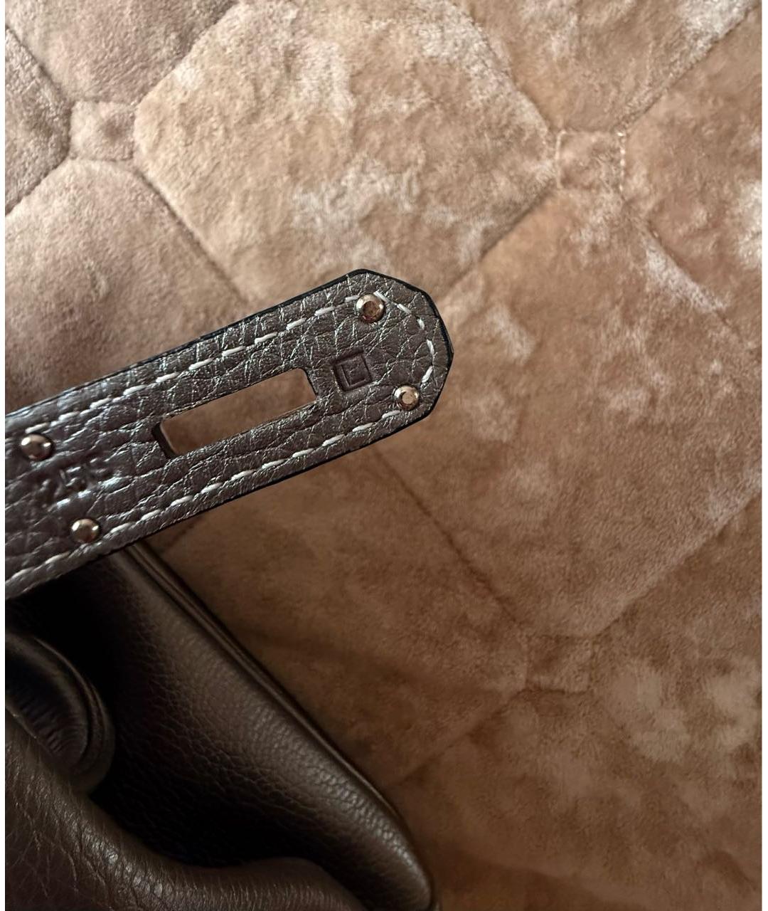 HERMES Серебряная кожаная сумка с короткими ручками, фото 8