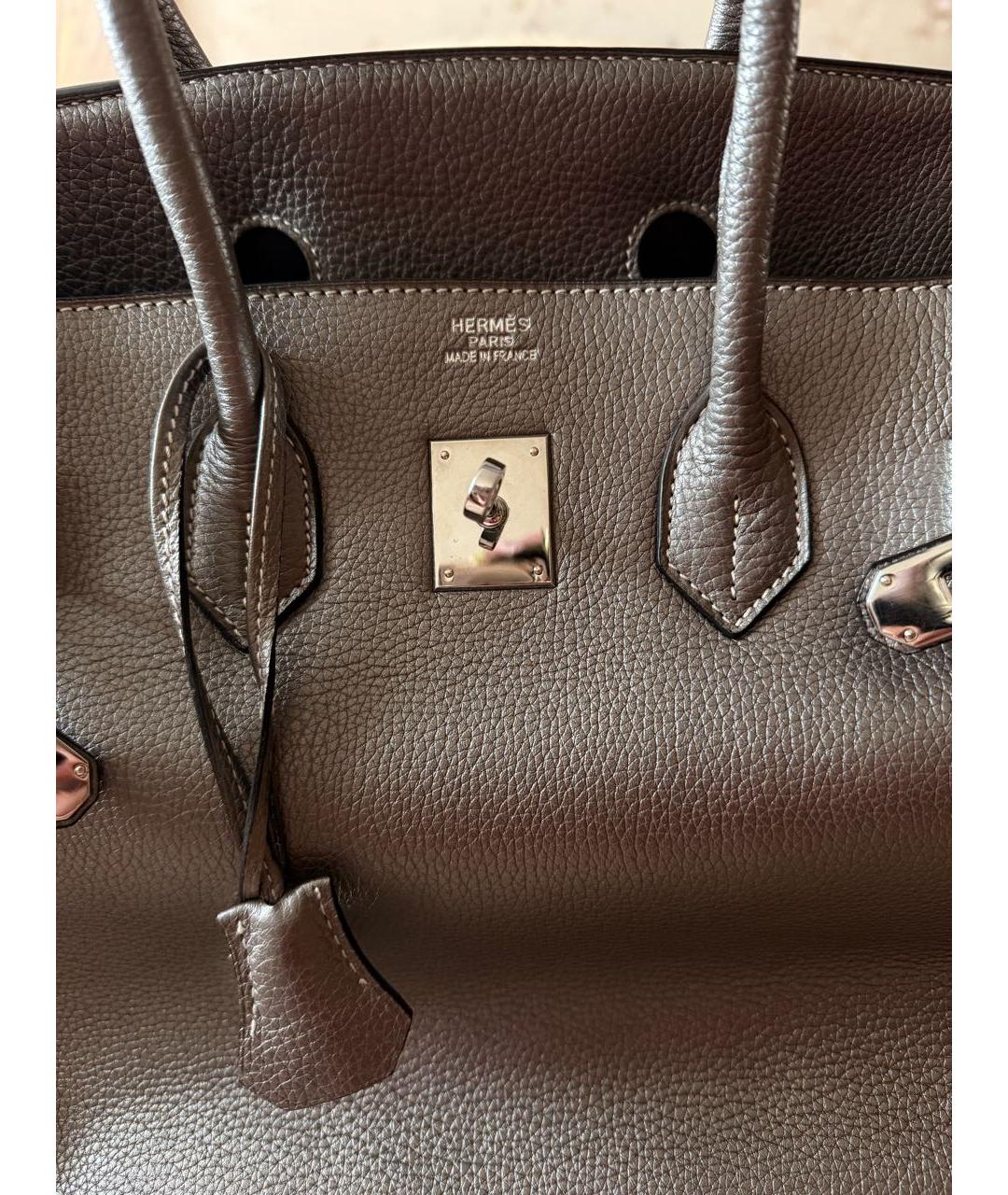 HERMES Серебряная кожаная сумка с короткими ручками, фото 2