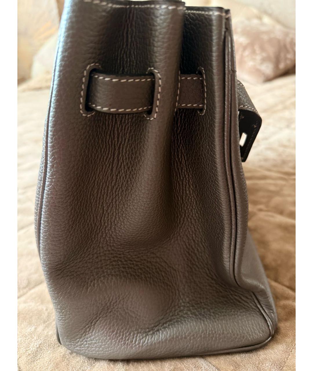 HERMES Серебряная кожаная сумка с короткими ручками, фото 4