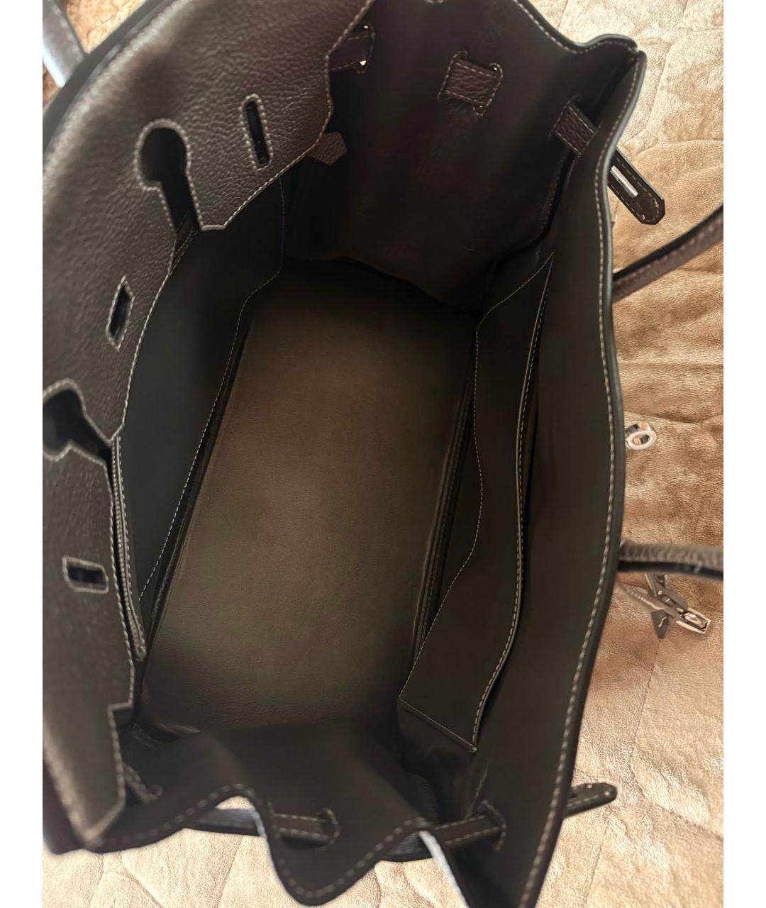 HERMES Серебряная кожаная сумка с короткими ручками, фото 6