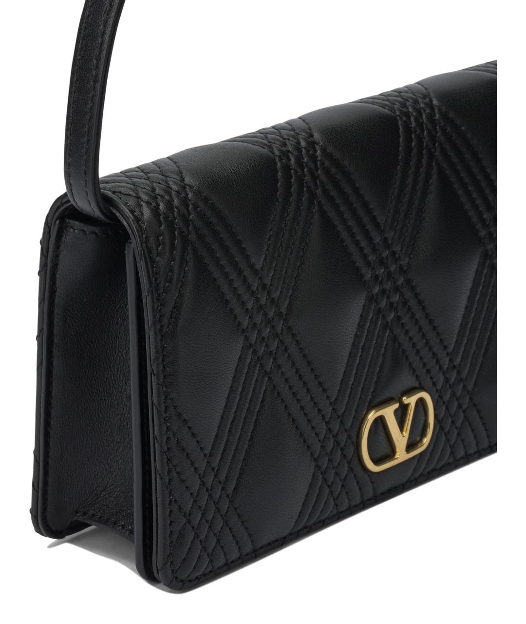 VALENTINO Черная кожаная сумка через плечо, фото 4