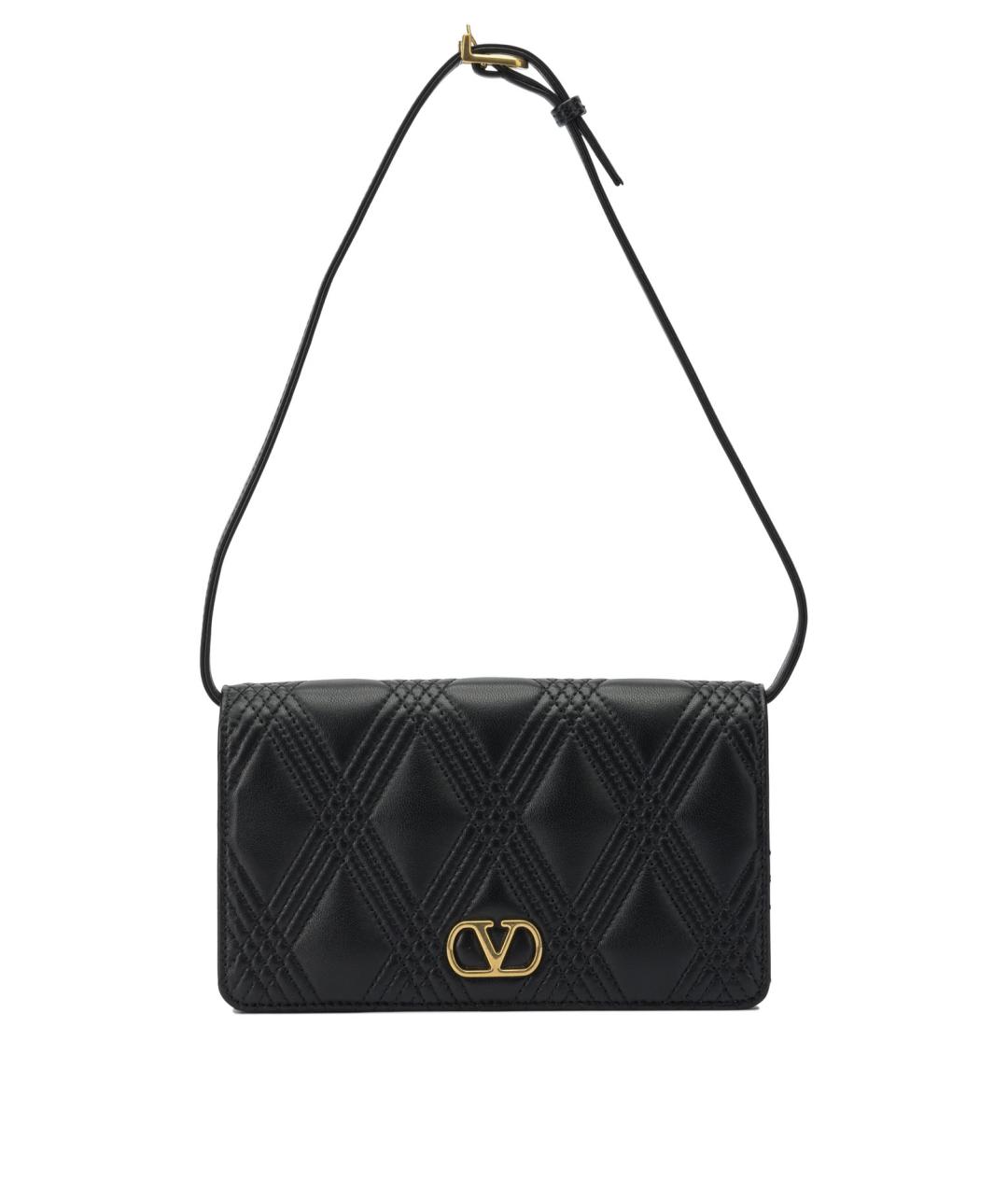 VALENTINO Черная кожаная сумка через плечо, фото 1