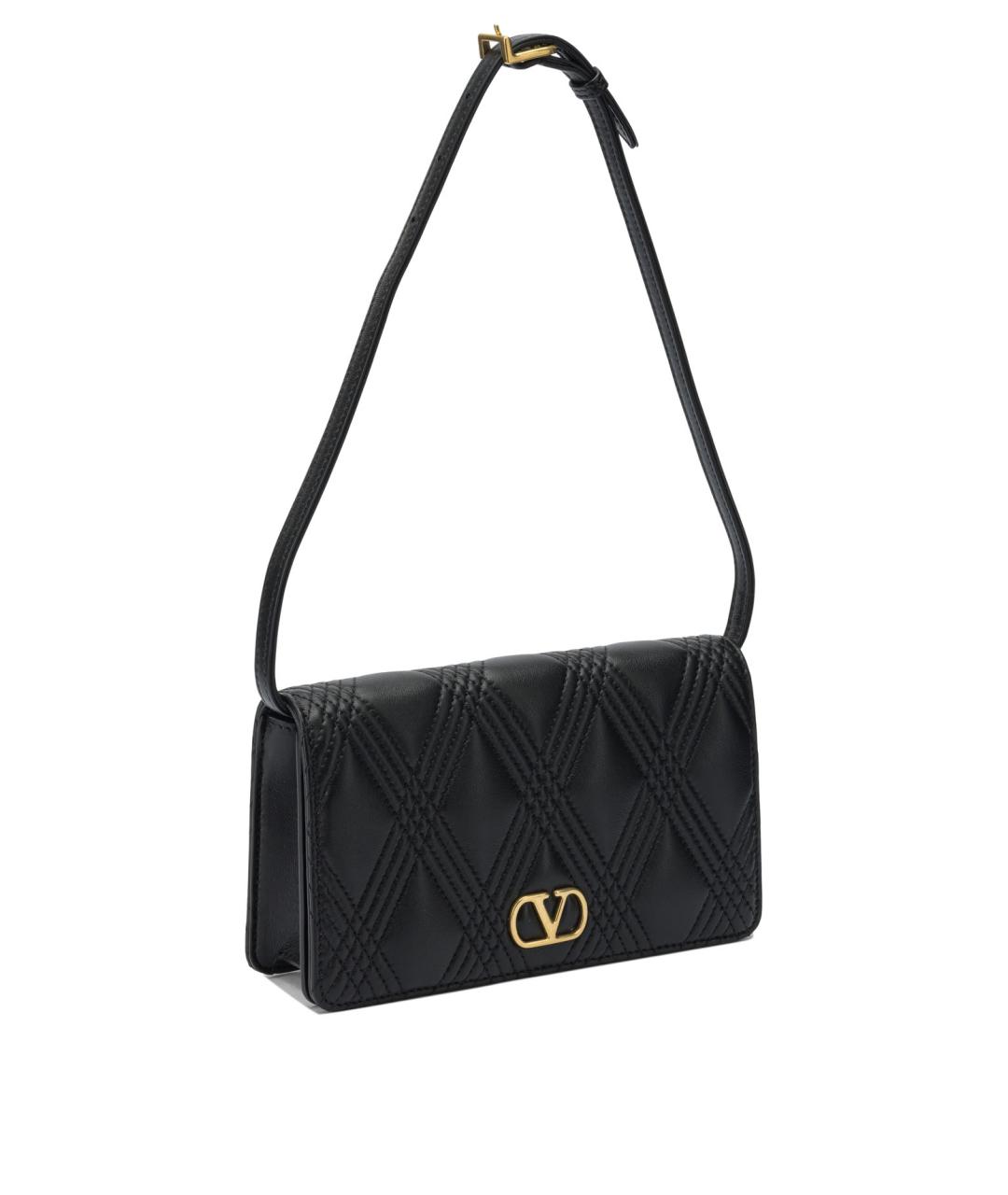 VALENTINO Черная кожаная сумка через плечо, фото 2