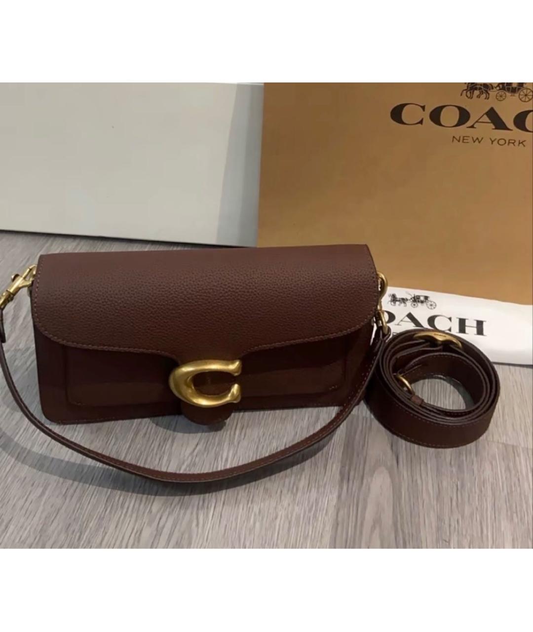 COACH Коричневая кожаная сумка через плечо, фото 7