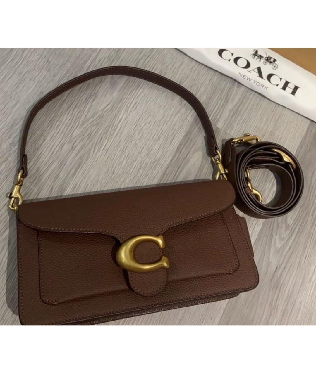 COACH Коричневая кожаная сумка через плечо, фото 8