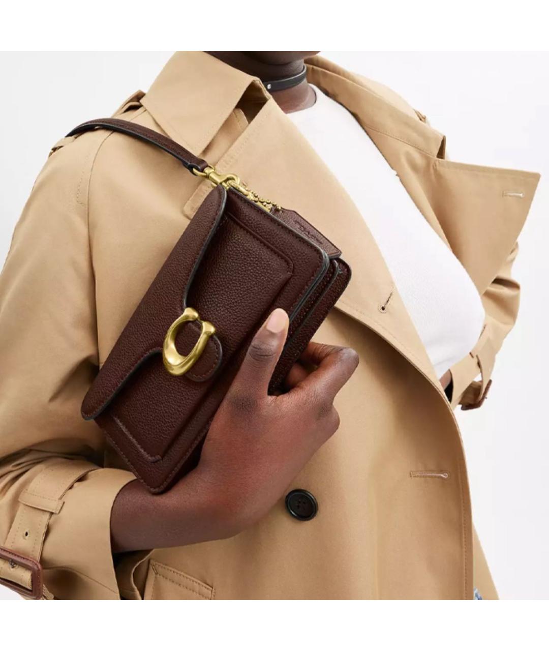 COACH Коричневая кожаная сумка через плечо, фото 6