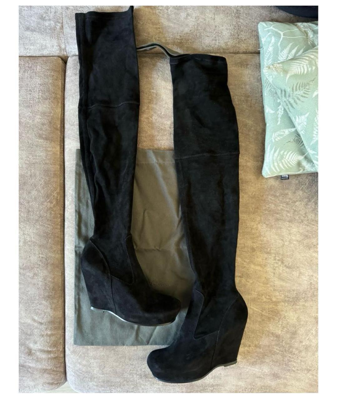 RICK OWENS Черные замшевые ботфорты, фото 5