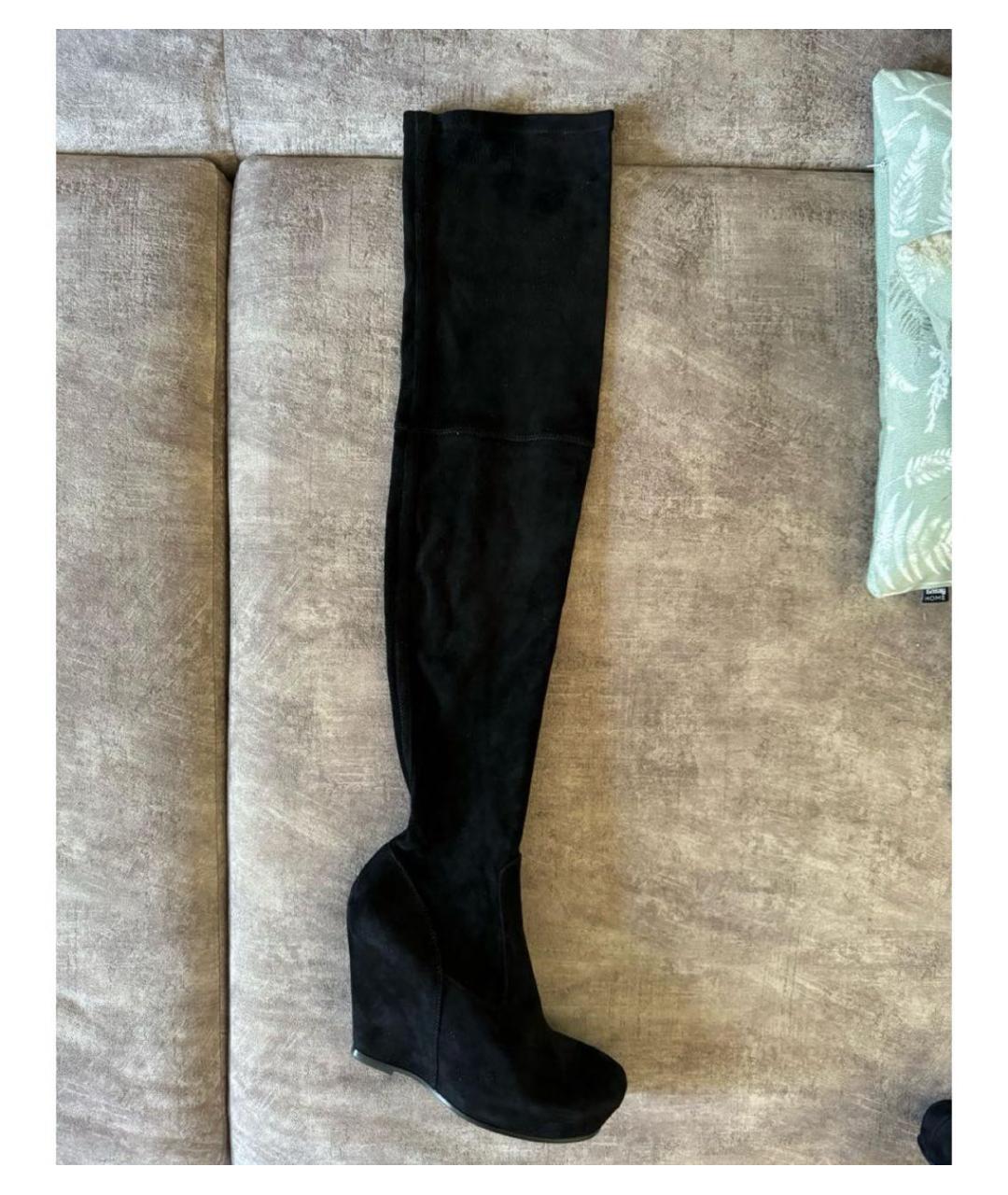 RICK OWENS Черные замшевые ботфорты, фото 6