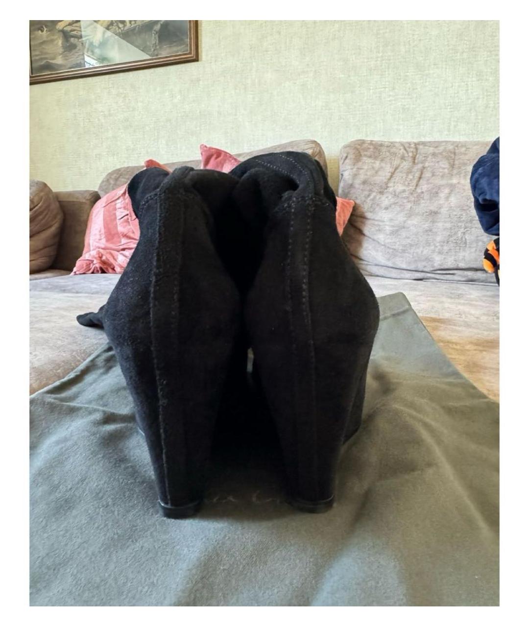 RICK OWENS Черные замшевые ботфорты, фото 4