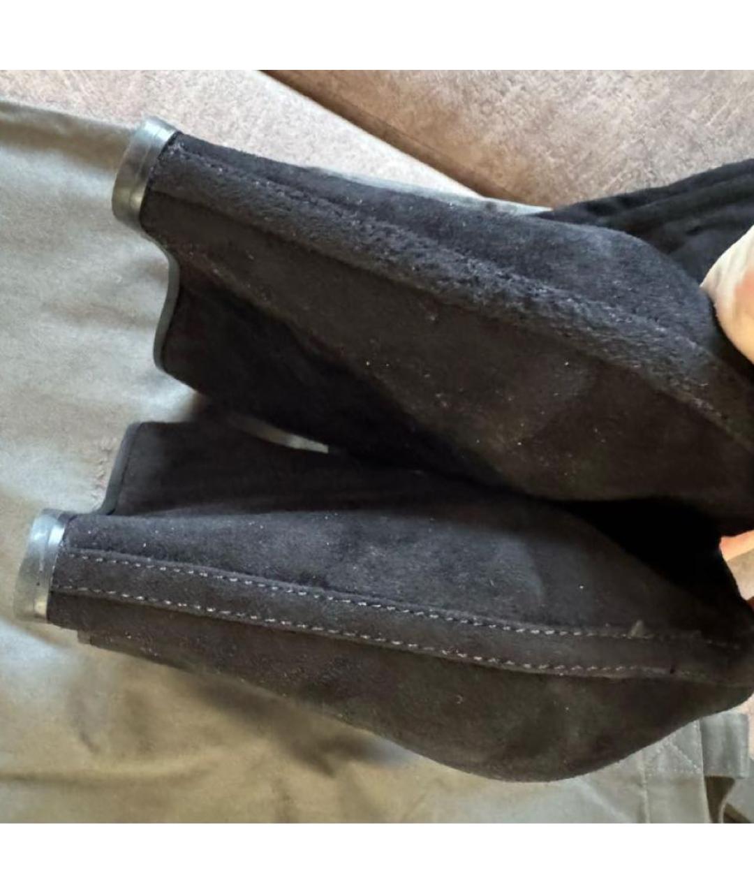 RICK OWENS Черные замшевые ботфорты, фото 3