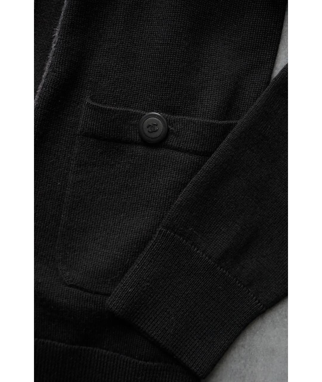 CHANEL Черный шерстяной кардиган, фото 4