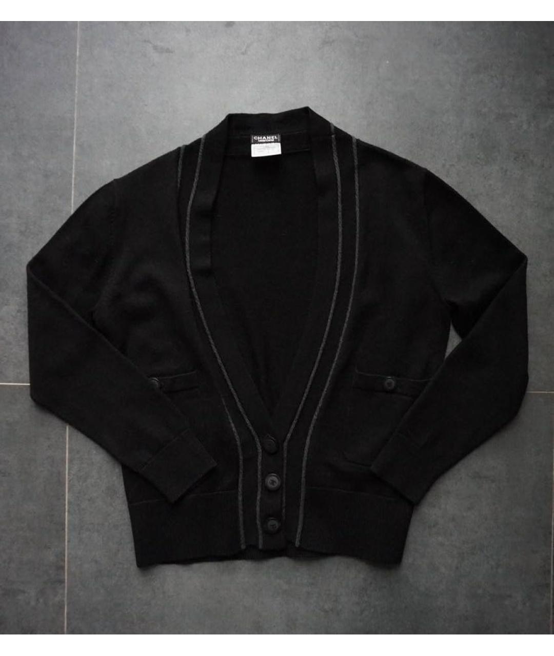 CHANEL Черный шерстяной кардиган, фото 6