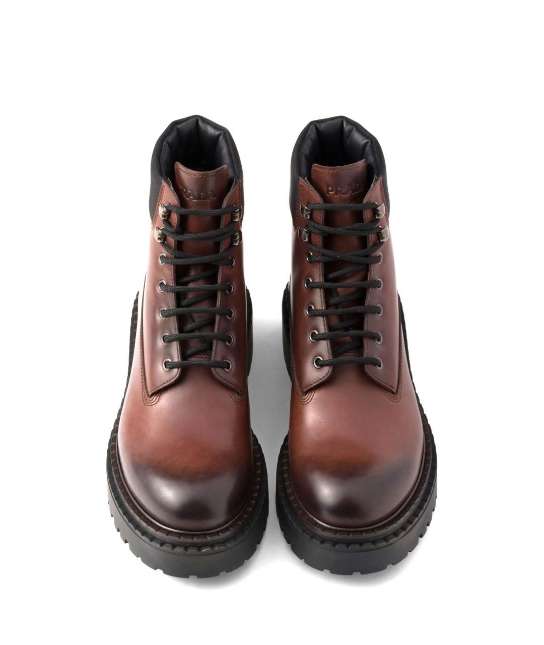 PRADA Коричневые кожаные ботинки, фото 2