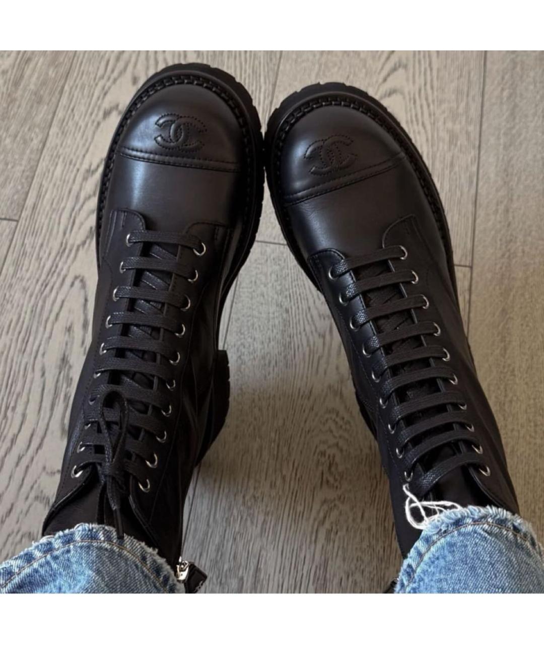 CHANEL Черные кожаные ботинки, фото 1