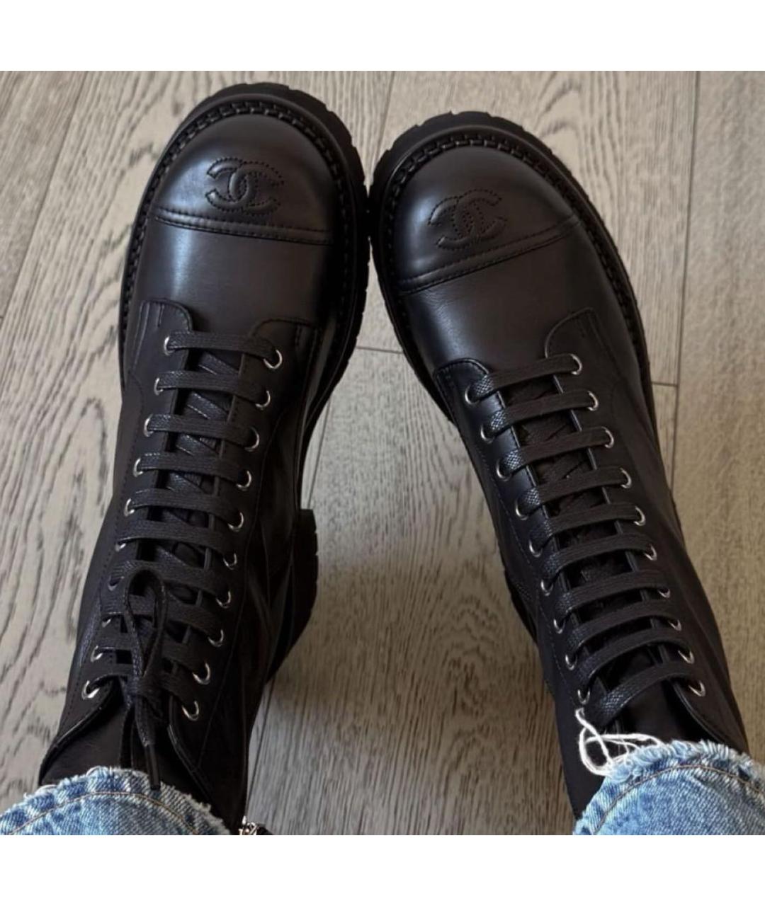CHANEL Черные кожаные ботинки, фото 2