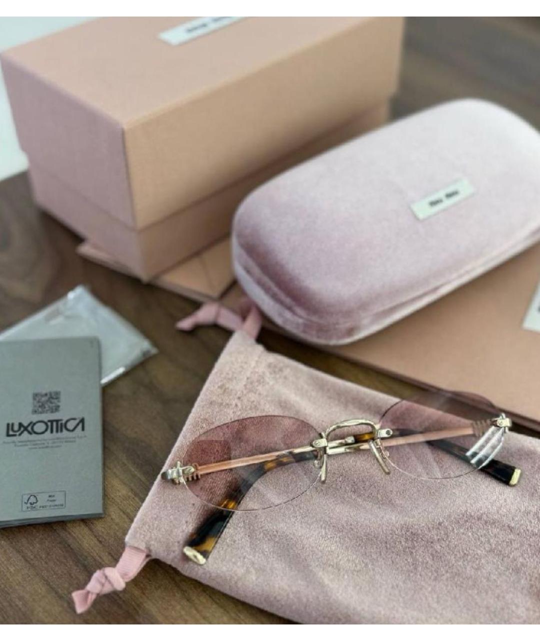 MIU MIU Розовые металлические солнцезащитные очки, фото 3