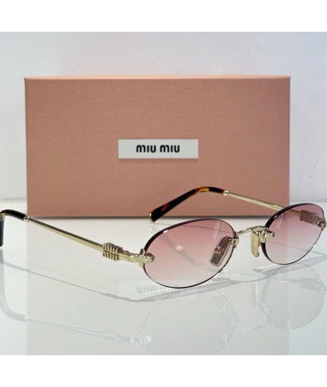 MIU MIU Розовые металлические солнцезащитные очки, фото 2