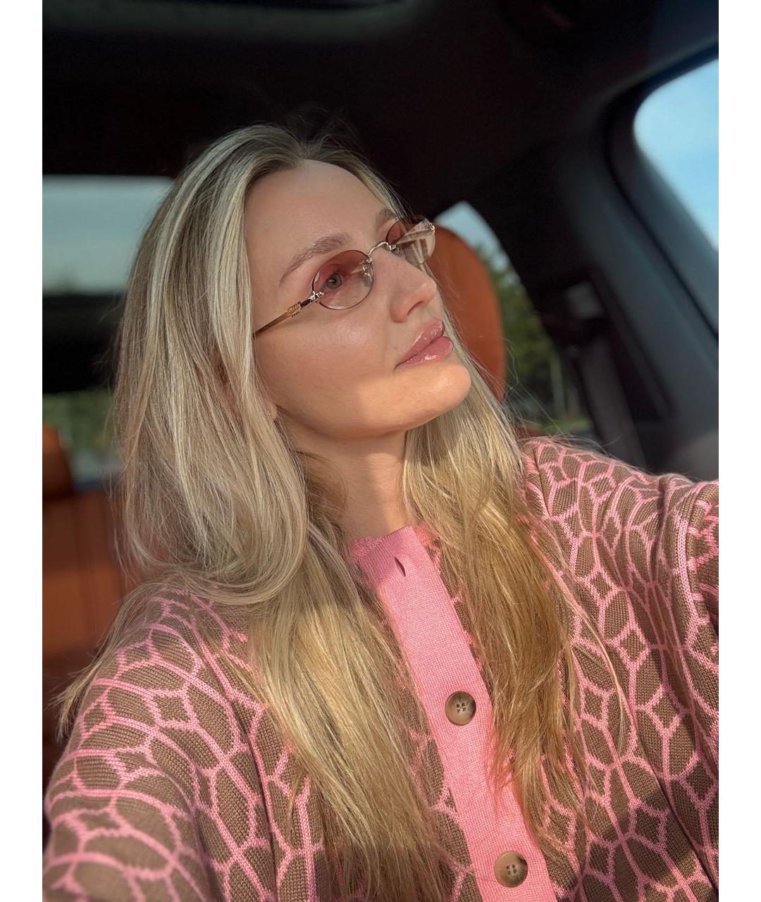 MIU MIU Розовые металлические солнцезащитные очки, фото 5