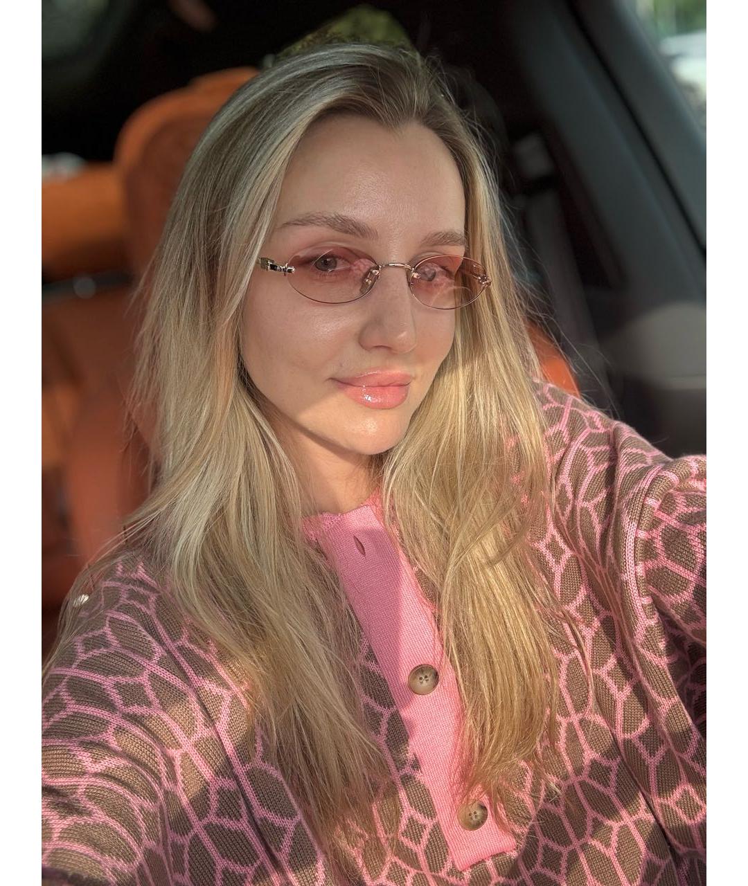 MIU MIU Розовые металлические солнцезащитные очки, фото 4