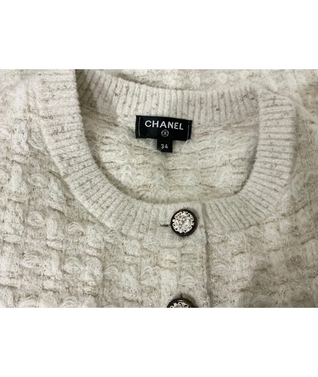 CHANEL Белый вискозный кардиган, фото 4